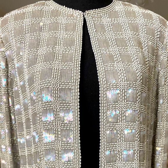 Vintage Stunning Evening Sequin Jacket Cardigan - Picture 3 of 8